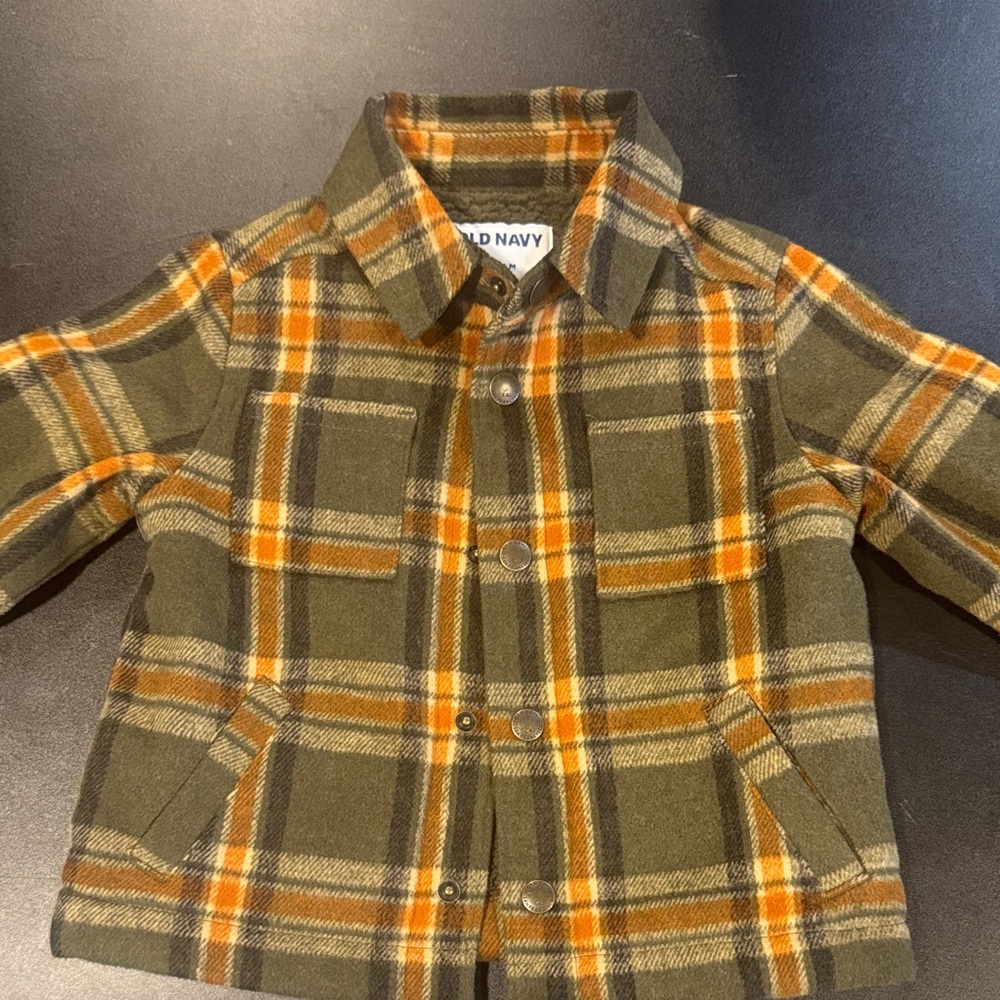 Old Navy Kids Checkered Jacket - Olive and Amber